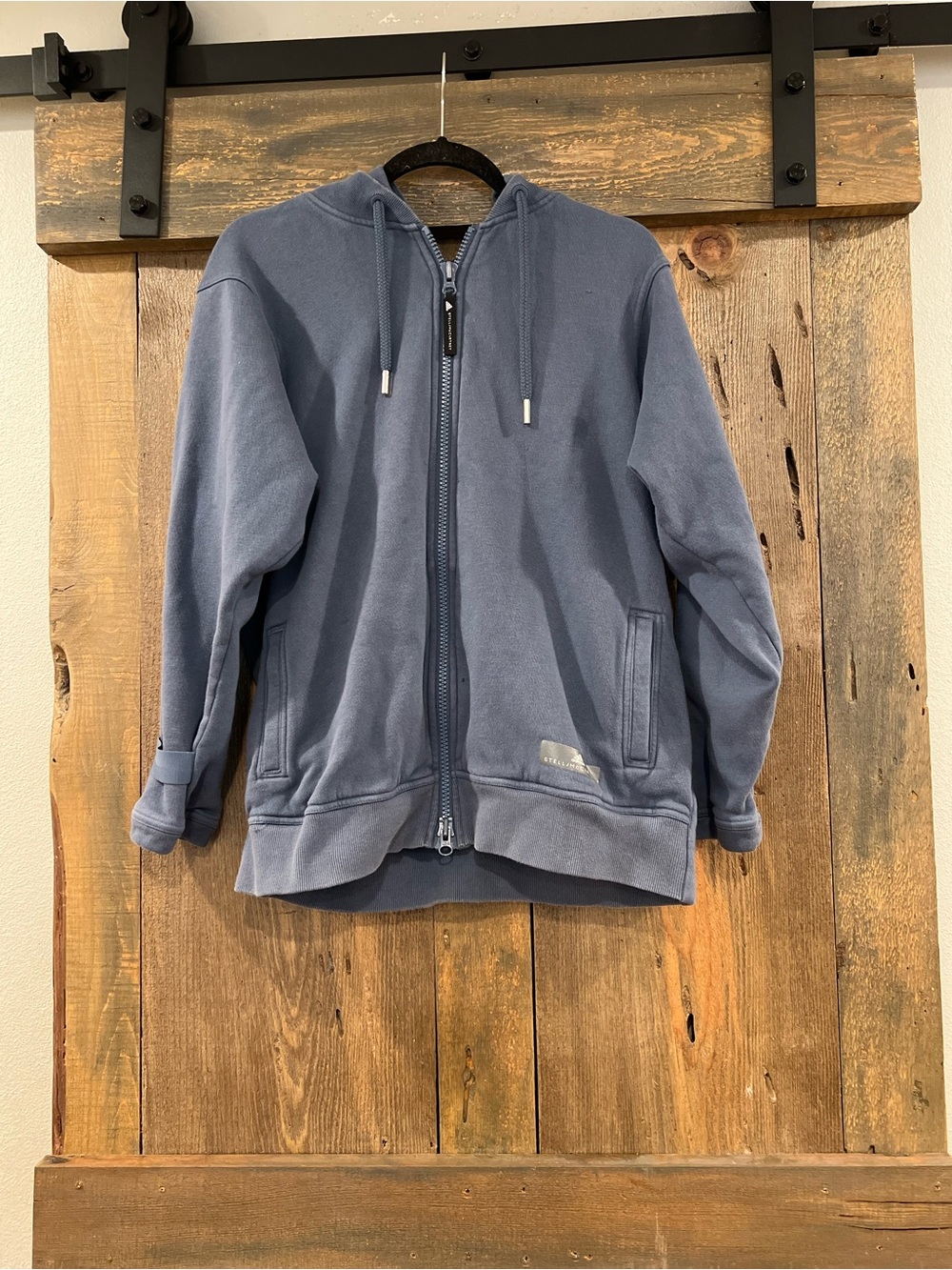 Stella McCartney x Adidas Blue Heavyweight Hoodie Sweatshirt Womens Sz Medium